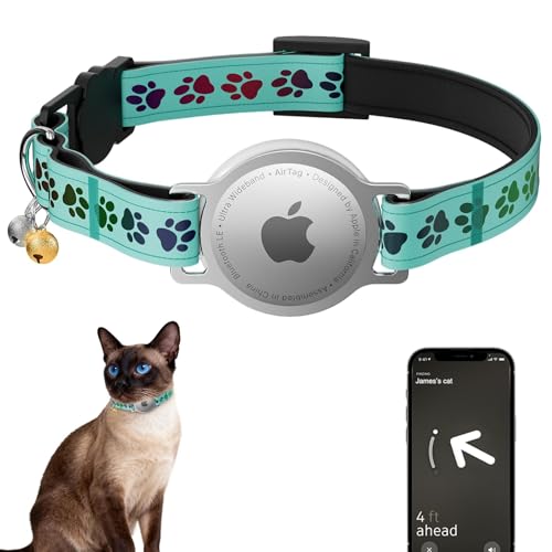 AirTag Cat Collar, Breakaway Cat Tracker Collar, Airtag Holder Compatible with Apple Air Tag, [Lightweight & Scratch Resistant] Adjustable Comfortable GPS Pet Collar for Cats Kittens, Blue - color: BLUE
