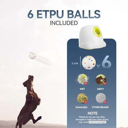 ALL FOR PAWS Automatic Ball Launcher for Dogs, Interactive Puppy Pet Balls Outdoor Thrower for Medium to Large Dogs, Ball Throwing Machine for Dogs, 6 ETPU Balls Included(2.5"), Rechargeable Battery - size: 2.5"ball launcher
