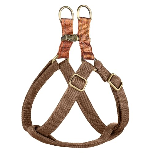 Didog Step in Dog Harness with Metal Buckles, Freedom Nylon Dog Halter Vests for Small Dogs Easy Walking Training(S:Chest 13-22", Brown) - color: Brown, size: S: Chest 14-22", Fit 7-18 lbs
