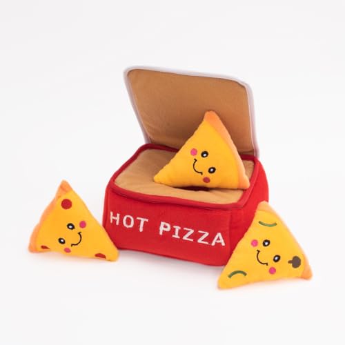 ZippyPaws Burrow- Interactive Dog & Puppy Toys for Boredom, Stimulating Pet Products to Keep Them Busy, Hide & Seek Plush Dog Puzzle, Enrichment Squeaky Toy, for Small & Medium Dogs- Pizza Box - style: Pizza Box