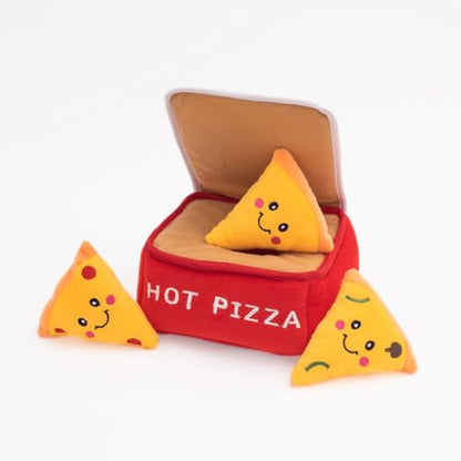 ZippyPaws Burrow- Interactive Dog & Puppy Toys for Boredom, Stimulating Pet Products to Keep Them Busy, Hide & Seek Plush Dog Puzzle, Enrichment Squeaky Toy, for Small & Medium Dogs- Pizza Box - style: Pizza Box