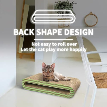 PAWISE Cat Scratcher Cardboard - Reversible Scratching Pad & Lounge Bed for Indoor Cats, Durable Corrugated Furniture Protector - size: 17.7X8