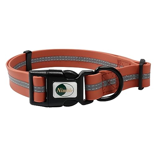 NIMBLE Dog Collar Waterproof Pet Collars Adjustable, Reflective, Durable Flex Poly Coated Nylon Basic Dog Collars 9 Colors in Size S/M/L (Small (9.45”-14.17”inches), Apricot Brandy red) - color: Apricot brandy red, size: Small (9.45”-14.17”inches)