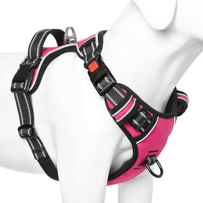 No Pull Dog Harness, No Choke Front Lead Dog Reflective Harness, Adjustable Soft Padded Pet Vest with Easy Control Handle for Small Medium Large Dogs, S - color: Lock-Rosy, size: Small (Pack of 1)