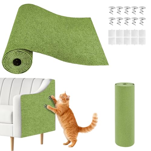 Cat Scratch Couch Furniture Protector, Adhesive Cat Scratch Pad Deterrent for Furniture, DIY Climbing Cat Scratcher Couch Protector from Cat Claws Scratching for Indoor(Green, 39.3x15.8Inch) - color: Green, size: 39.3x15.8Inch