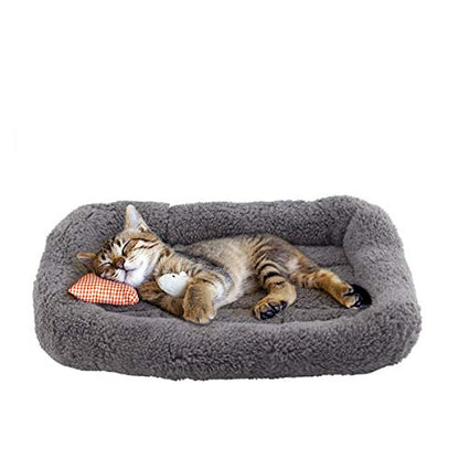 Cat Mat Bed 10" x 15" Pet Bed with Pillow Around for Puppy Kitten Curled Sleeping Beds for Carrier/Crate Small Dog Cushion, Anti Skid Bottom, Small - size: Small(Rectangular)