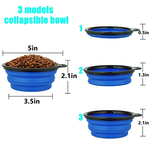 Collapsible Dog Bowl,2 Pack Portable and Foldable Pet Travel Bowls Collapsable Dog Water Feeding Bowls Dish for Dogs Cats and Small Animals,with Lids (Small, Blue+Red) - color: Blue+Red