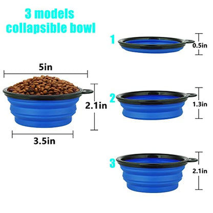 Collapsible Dog Bowl,2 Pack Portable and Foldable Pet Travel Bowls Collapsable Dog Water Feeding Bowls Dish for Dogs Cats and Small Animals,with Lids (Small, Blue+Red) - color: Blue+Red