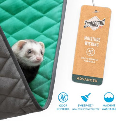 Paw Inspired Hanging Fleece Hammock for Ferrets, Rats, Chinchillas, Sugar Gliders, Cats, Small Pets | Hideout Toy for Guinea Pigs, Hamsters | Swivel Clips for Small Animal Cages (Gray/Green) - color: Gray/Green