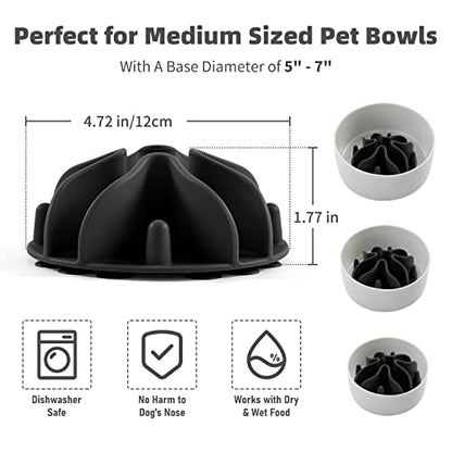 Jaoul Slow Feeder Dog Bowls Insert, Puzzle Slow Feeder Insert with 30 Octopus Suction Cups for Small Medium Large Size Dog Food Bowl (4.72 inch, Black) - color: Black, size: Medium(4.72 inch)
