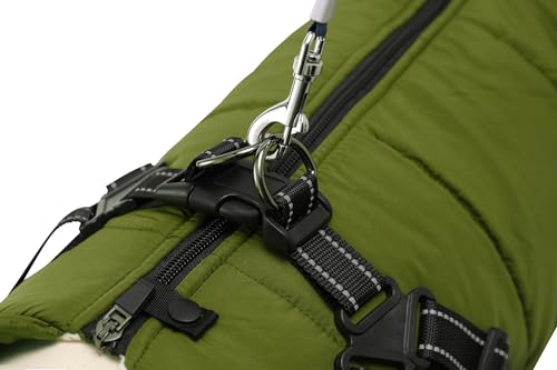 Dog Jackets for Winter Windproof Waterproof 2 in 1 Outfit Cold Weather Coat Dog Vest Harness Puppy Winter Warm Jacket Green 4XL - color: ArmyGreen, size: XXXX-Large