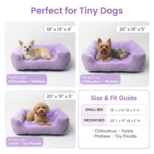 Tiny Dog Bed 18 Inch for Extra Small Dogs, Soft Rectangle Puppy Bed with Plush Surface, Washable Small Pet Bed,Purple - color: Purple, size: 18"x14"x4"