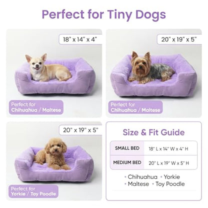 Tiny Dog Bed 18 Inch for Extra Small Dogs, Soft Rectangle Puppy Bed with Plush Surface, Washable Small Pet Bed,Purple - color: Purple, size: 18"x14"x4"