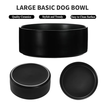 8'' Ceramic Raised Dog Bowl - 70Oz Dog Food & Water Bowl with Elevated Non-Slip Bamboo Stand, Dishwasher & Microwave Safe, Anti Vomiting Heavy Duty Pet Bowl for Medium and Large Dogs, Black - color: 1 x Bowl + Stand - Black, size: 8 inch