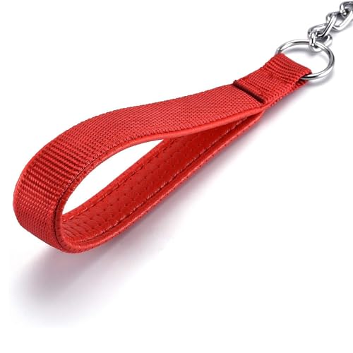 Chain Leash Metal Dog Leash Chrome Plated with Soft Padded Handle for Medium Dogs.(M, Red Handle) - color: Red, size: Medium