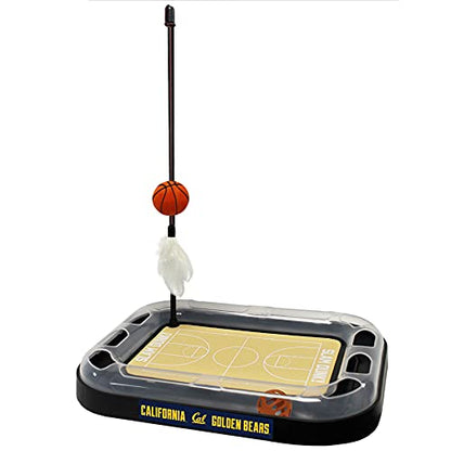 Cat Scratch Toy NCAA CALIFORNIA BERKELEY Golden Bears REVERSIBLE Basketball Court Felt/Cardboard Cat Scratcher. Interactive Cat Ball Bell. 6-in-1 CAT TOY: Cat Wand Poll, CATNIP-FILLED Plush Basketball - color: Golden Bears