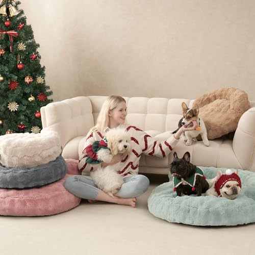 EHEYCIGA Dog Bed Medium Size Dog, Fluffy Small Dog Couch with Removable Washable Cover, Bolster Pet Sofa, Waterproof and Non-Slip, 30" x 30"x 8.5", Black - color: Black, size: 30"L x 30"W x 8.5"Th