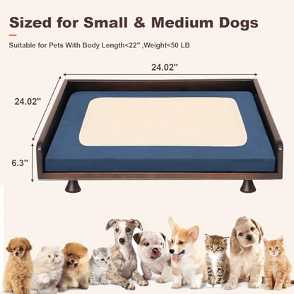 Smart Pet Bed, Downward Suction Ventilation, 3-Speed Cooling and Warmth, Solid Wood Frame, Touch Control, 3-Color Ambient Light, Removable Washable Pad, All-Season Pet Sofa for Cats and Dogs