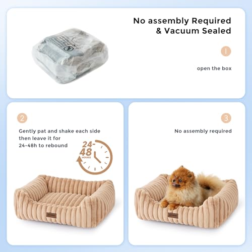 ZOMISIA Dog Bed Medium Size Dog - Large Rectangle Orthopedic Pet Bed with Fluffy Washable Cover and Anti-Slip Bottom, 30x24x9inches, Cream - color: Cream, size: 30"x 24"x 9"