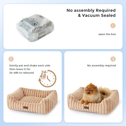ZOMISIA Dog Bed Medium Size Dog - Large Rectangle Orthopedic Pet Bed with Fluffy Washable Cover and Anti-Slip Bottom, 30x24x9inches, Cream - color: Cream, size: 30"x 24"x 9"