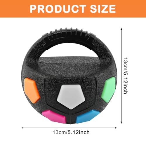 Dog Calming Ball with Handle Pet Dog Football Shape Toy Squeaky Floating Rubber Ball Floating Fetch Balls for Anxiety Relief in Small Medium Large Dogs(Color:Black) - color: Black
