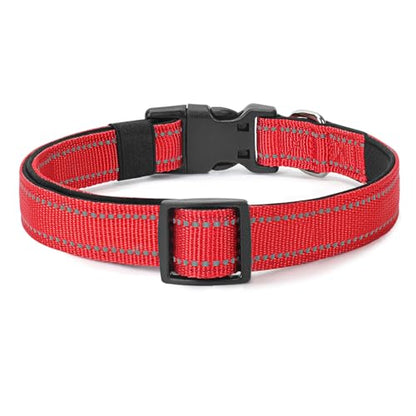 Reflective Dog Collar Padded with Soft Neoprene Breathable Quick Release Basic Dog Collars for Puppy Small Dogs Red Girl Boy - color: Red, size: S:width 5/8"neck 10.5-16"