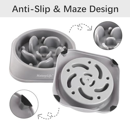 MateeyLife Slow Feeder Dog Bowls, Anti-Choking Puzzle Dog Food Bowls, Anti-Slip Interactive Feeding Slow Down Eating, Bloat Stop Maze Dishes for Medium Large Breeds Gray - color: I-Gray, size: Medium