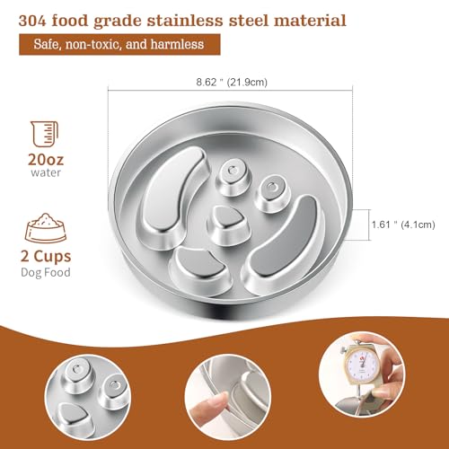 Stainless Steel Slow Feeder Dog Bowls – Non-Slip Metal Dog Bowl for Large & Medium Breeds, Puppy Puzzle Feeder – 2 Cup Capacity for Small to Big Pets – Durable Slow Feed Dog & Cat Food Dish - color: Face
