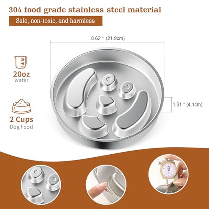 Stainless Steel Slow Feeder Dog Bowls – Non-Slip Metal Dog Bowl for Large & Medium Breeds, Puppy Puzzle Feeder – 2 Cup Capacity for Small to Big Pets – Durable Slow Feed Dog & Cat Food Dish - color: Face