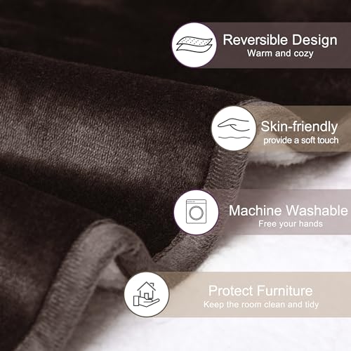 gogobunny Waterproof Bed Blanket, Reversible Sherpa Fleece Throw Blanket for Dog Puppy Cat, Furniture Cover Protects Bed Couch Sofa from Liquid Pee and Pet Fur (Dark Brown, 30x30 inches) - color: Dark Brown, size: 30x30 inches