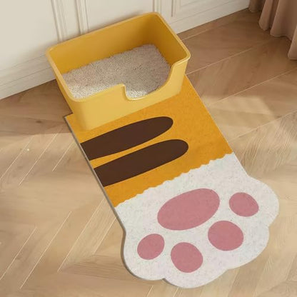 32"x20" Cat Litter Box Trapping Mat, Cute Kitty Paw Design, Soft Comfortable, Easy Clean, Anti Slip PVC Material Liners, Welcome Mat, Entryway Rug (Orange) - color: Orange
