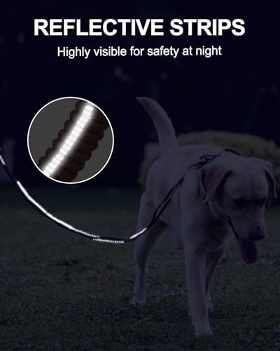 Joytale Tactical Dog Leash Heavy Duty, 4-6FT Shock Absorbing Bungee Lead with 2 Padded Handle, Metal Carabiner Clip, Car Seatbelt, Strong No Pull Leash for Medium Large X-Large Dogs, Brown - color: Brown