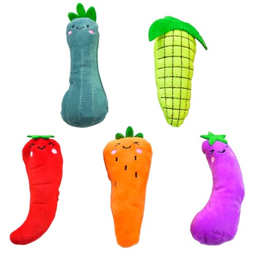 5 Pack Cat Toys, Catnip Cat Chew Toys for Playing, Interactive Cat Kicker Chew Safe Teeth Cleaning Toys, Vegetable Cat Mint Toy, Cat Toys with Catnip