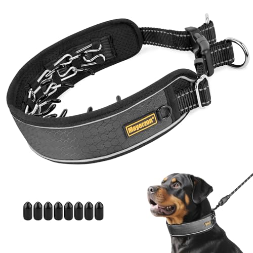 Mayerzon Patented No Pull Collar for Small Medium Large Dogs Beagle German Shepherd Rottweiler, Martingale Anti Pull Dog Collar with Buckle for Walking Training, Reflective, Adjustable, Waterproof - color: Grey, size: Medium,2.5mm,13.75"-18.5"Neck