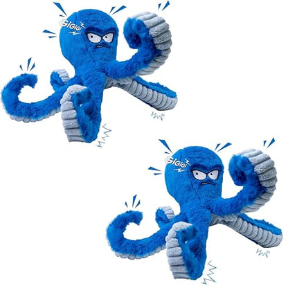 LEGEND SANDY Tough Dog Toys, Stuffed Chew Large Dog Toys to Keep Them Busy, Interactive Squeaky Tug of War Doggie Toy, Crinkle Blue Octopus (Blue Octopus 2p) - color: Blue Octopus 2pack