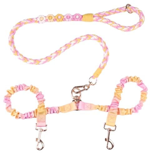 Dual Dog Leash,Double Dog 360 Swivel No Tangle Walking Leash,Comfortable Shock Absorbing Reflective Bungee for Two Dogs (Sunset Bloom) - color: Sunset Bloom