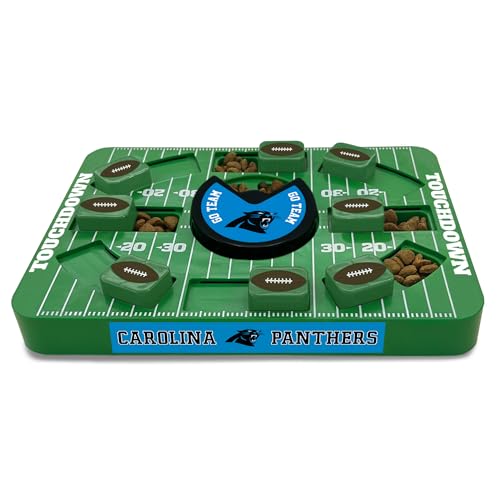 Pets First NFL Carolina Panthers Large Puzzle Toy, Interactive Treat Dispenser, Slow Feeding Toy for Dogs - color: CAROLINA PANTHERS, size: Large