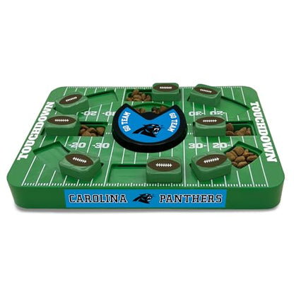 Pets First NFL Carolina Panthers Large Puzzle Toy, Interactive Treat Dispenser, Slow Feeding Toy for Dogs - color: CAROLINA PANTHERS, size: Large