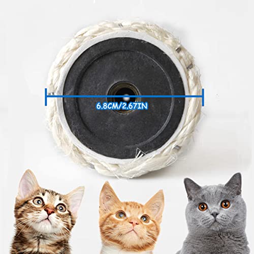 PowerKing Natural Sisal Replacement Scratching Post, 15.7'' 2 Pieces M8 Cat Scratch Post Refill Pole Parts for Refurbishment, Include Screws (White) - color: White, size: 15.7''+15.7'' (2.67''Thick)