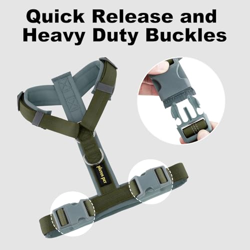 Plutus Pet No Pull Dog Harness, Adjustable Nylon Harness with Soft Padding, Reflective and Heavy Duty Dog Harness for Small, Medium, Large Dogs(Ranger Green, S) - color: Ranger Green, size: S
