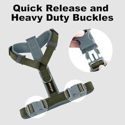 Plutus Pet No Pull Dog Harness, Adjustable Nylon Harness with Soft Padding, Reflective and Heavy Duty Dog Harness for Small, Medium, Large Dogs(Ranger Green, S) - color: Ranger Green, size: S