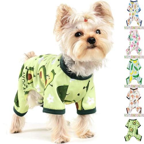 Dog Pajamas for Small Dogs, Soft Thin Pjs Jammies Cat Doggie, Summer Pet Cute Puppy Clothes Outfits Dogs Boy Girl(Avocado,XS) - color: Avocado, size: X-Small (Chest 11.8 in)