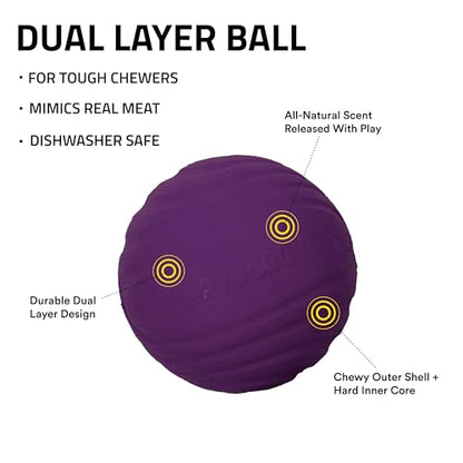 Playology Dog Toys | Dual Layer Ball Durable Chew Toy for Tough Chewers | Bacon Scented Jumbo Dog Toy | Chew Toys for Large Dogs - size: Jumbo, style: Bacon