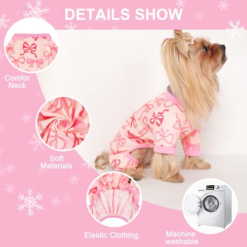 Dog Pajamas Small Sized Dogs Stretchable Summer Dog Clothes Pjs 4 Legs Girl Boy Cute Soft Puppy Outfits Doggie Cat Jammies Jumpsuit Sleeper for Pet (Bow Tie, Medium) - color: Bow Tie, size: Medium (Chest 15in )