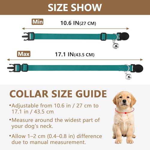 2 Pack Kitten Collar Teal Decorative Pet Collar with Bell, Adjustable 10.6 to 17.1 Inches - color: Teal