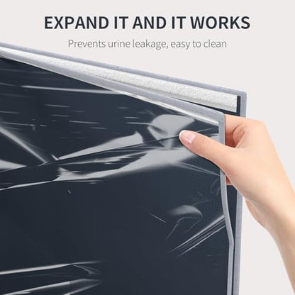 Aokeyee Cat Litter Box Enclosure Splash Guard, High Side All-Inclusive Waterproof, Gray Foldable Pet Litter Box Shield with 2 Hooks, Anti-Leakage, Dust Control, Easy to Clean - color: Gray-High