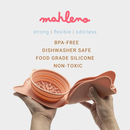 Collapsible Dog Bowls for Travel, 2-in-1 Silicone Slow Feeder with Clip, Portable Dog or Cat Pet Food & Water Bowl Set (Rose Quartz) - color: Rose Quartz