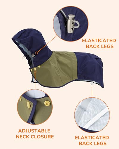 Waterproof Dog Raincoat with Hood, Extended Coverage Rain Jacket for Samll Dogs, Wind-Resistant Secure Fit with Leg Straps, Reflective, Leash Hole, Easy Hook & Loop Fastener On/Off, Blue, XS - color: Blue-Green, size: X-Small