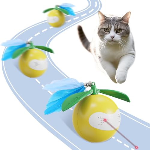 Interactive Cat Toy for Indoor Cats, Automatic Moving Ball Toy Suitable for Indoor Adult Cats and Kittens Suitable for All Cat Breeds Fast Rolling Motion Sensor Light-up Effect - color: Yello