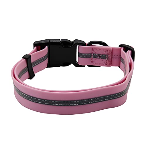 NIMBLE Dog Collar Waterproof Pet Collars Anti-Odor Durable Adjustable PVC & Polyester Soft with Reflective Cloth Stripe Basic Dog Collars S/M/L Sizes (Small (9.45”-14.17”inches), Lavender) - color: Lavender, size: Small (9.45”-14.17”inches)